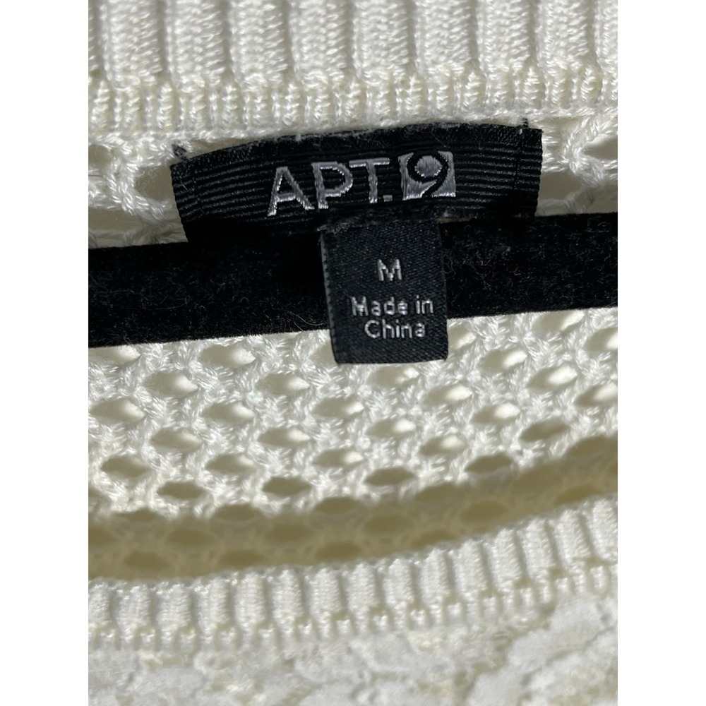 Apt 9 Open Knit Crochet Lace Detail Pullover Soft Light-Weight Sweater Ivory Med - Picture 6 of 9
